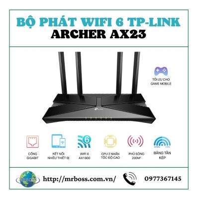 Bộ phát wifi 6 TP-Link Archer AX23 (Chuẩn AX/ AX1800Mbps/ 4 Ăng-ten ngoài/ Wifi Mesh/ 35 User) - 