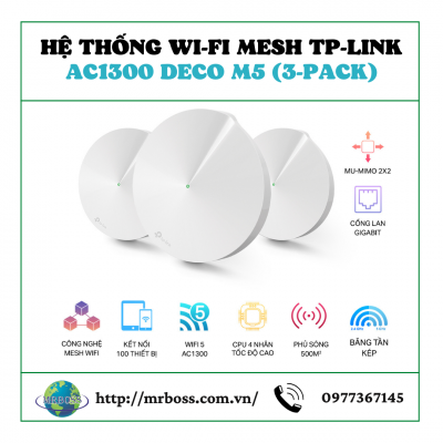 Hệ Thống Wi-Fi Mesh TP-LINK AC1300 Deco M5 (3-Pack) 