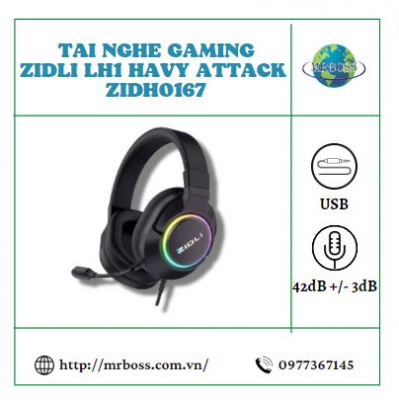 Tai nghe gaming cao cấp kết nối dây usb Zidli LH1 Havy Attack - ZIDH0167