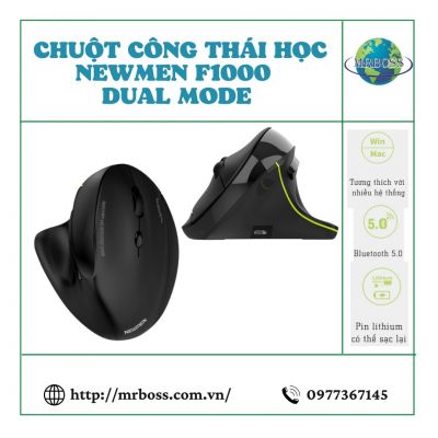 CHUỘT CÔNG THÁI HỌC NEWMEN F1000 Dual mode - Bluetooth & Wireless